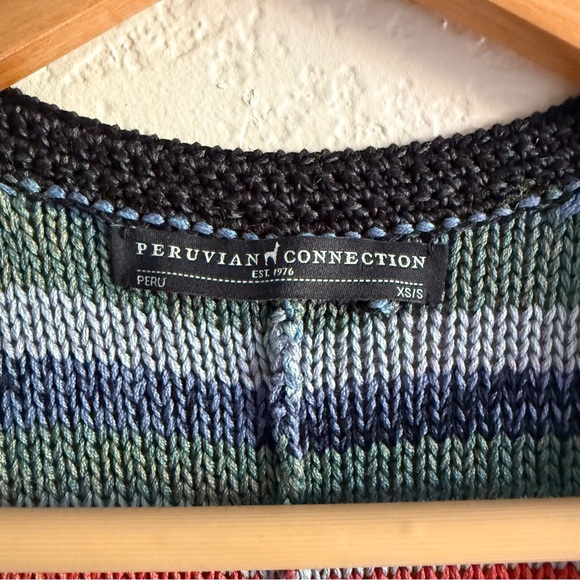 Peruvian Connection Pima Cotton Southwestern Striped Kimono Cardigan XS/S Boho - Picture 6 of 7